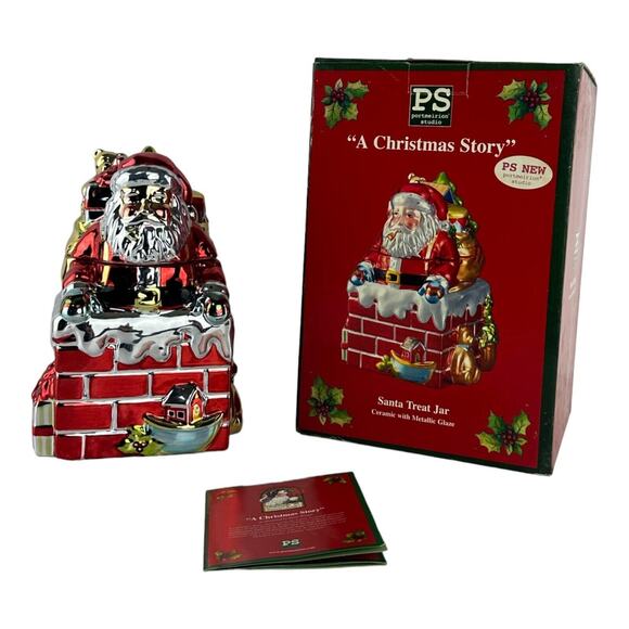 Portmeirion Studio A Christmas Story Santa Treat Jar Ceramic Metallic Glaze - Picture 13 of 16